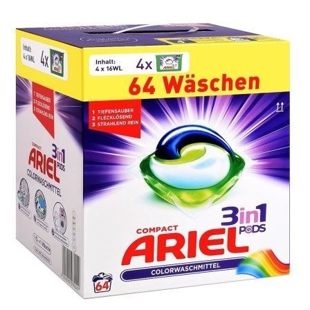 Ariel kapsułki 3w1 4x16-64szt/ 1,728g [D,AT,CH]