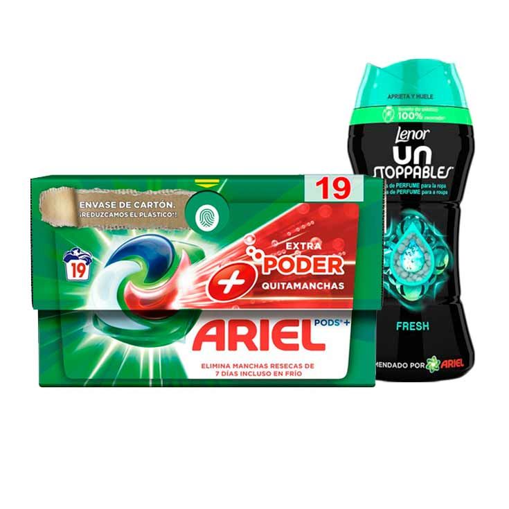 Ariel 19szt kaps+ Lenor 140g kryształki zestaw (3)
